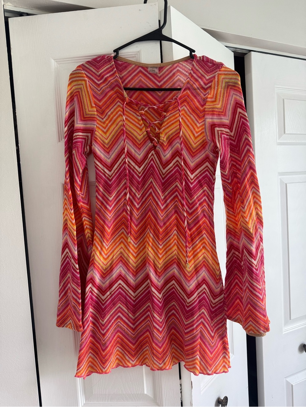PQ Swim Pink and Orange Chevron Lace-Up Tunic Coverup